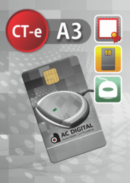 Certificado Digital para Transportadoras A3 em cartão + leitora (CT-e A3)